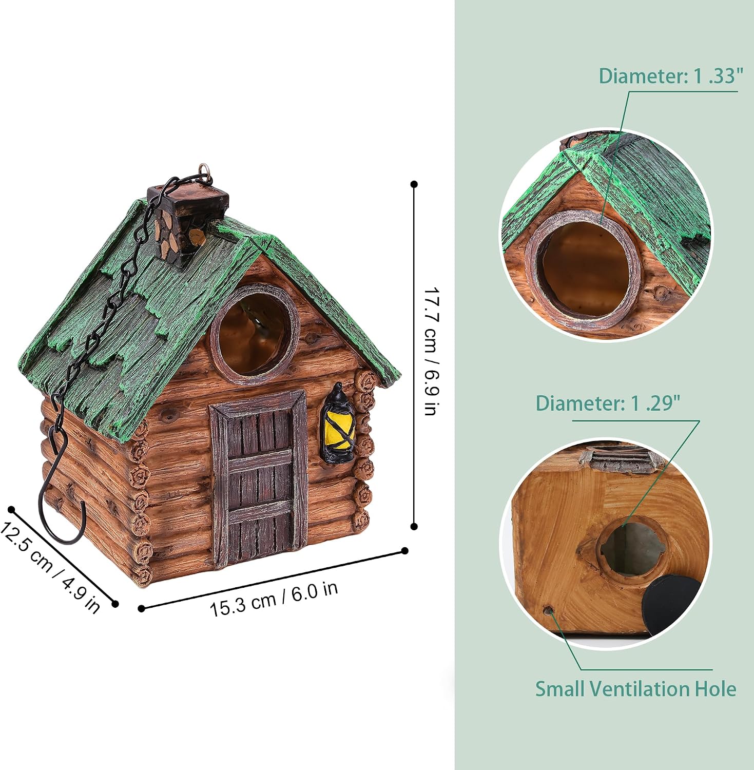 Detalle 2 de Attivolife Real Wood-Look Resin Bird House for Garden