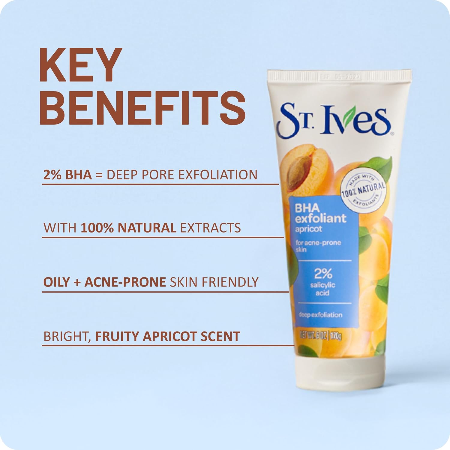 Detalle 1 de St. Ives 10077043704148 Acne Control Apricot Face Scrub, 2% Salicylic Acid, 6 oz, 4-Pack