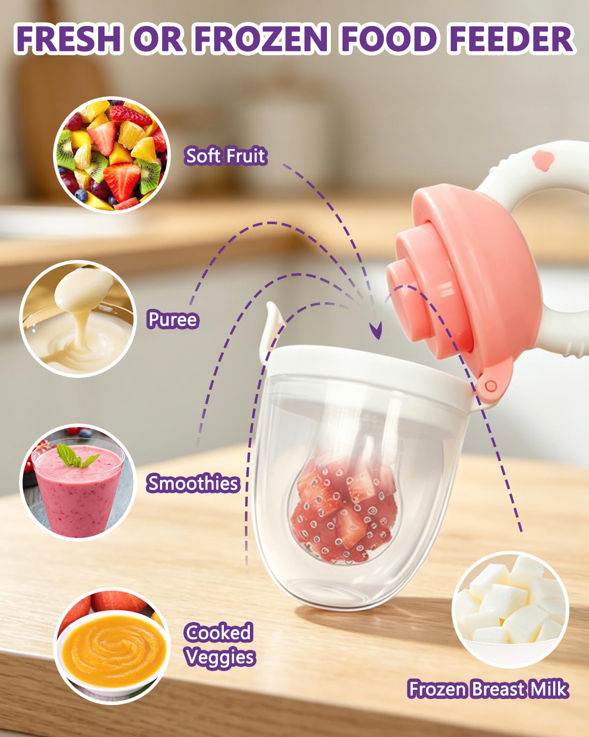Thumbnail 3 de HAOBAOBEI Baby Solids/Frozen Fruit Feeder Pacifier & Teether Toy (2-Pack) for 4M+