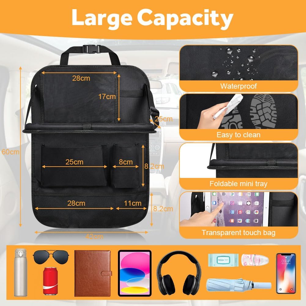 Thumbnail 1 de URAQT Car Seat Organizer 2 PCS — Back Seat Organisers with Folding Tray and Tablet Holder