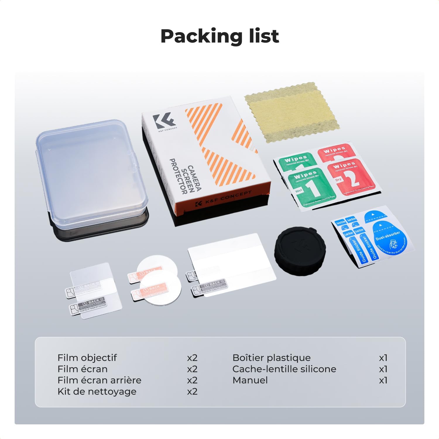 Thumbnail 6 de K&F CONCEPT Lot de 2 Protecteurs d'écran en verre trempé pour DJI Osmo Action 6 – 9H, transparence HD