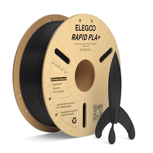 ELEGOO Filamento PLA+ de Alta Velocidad 1.75 mm, 1 KG – Negro