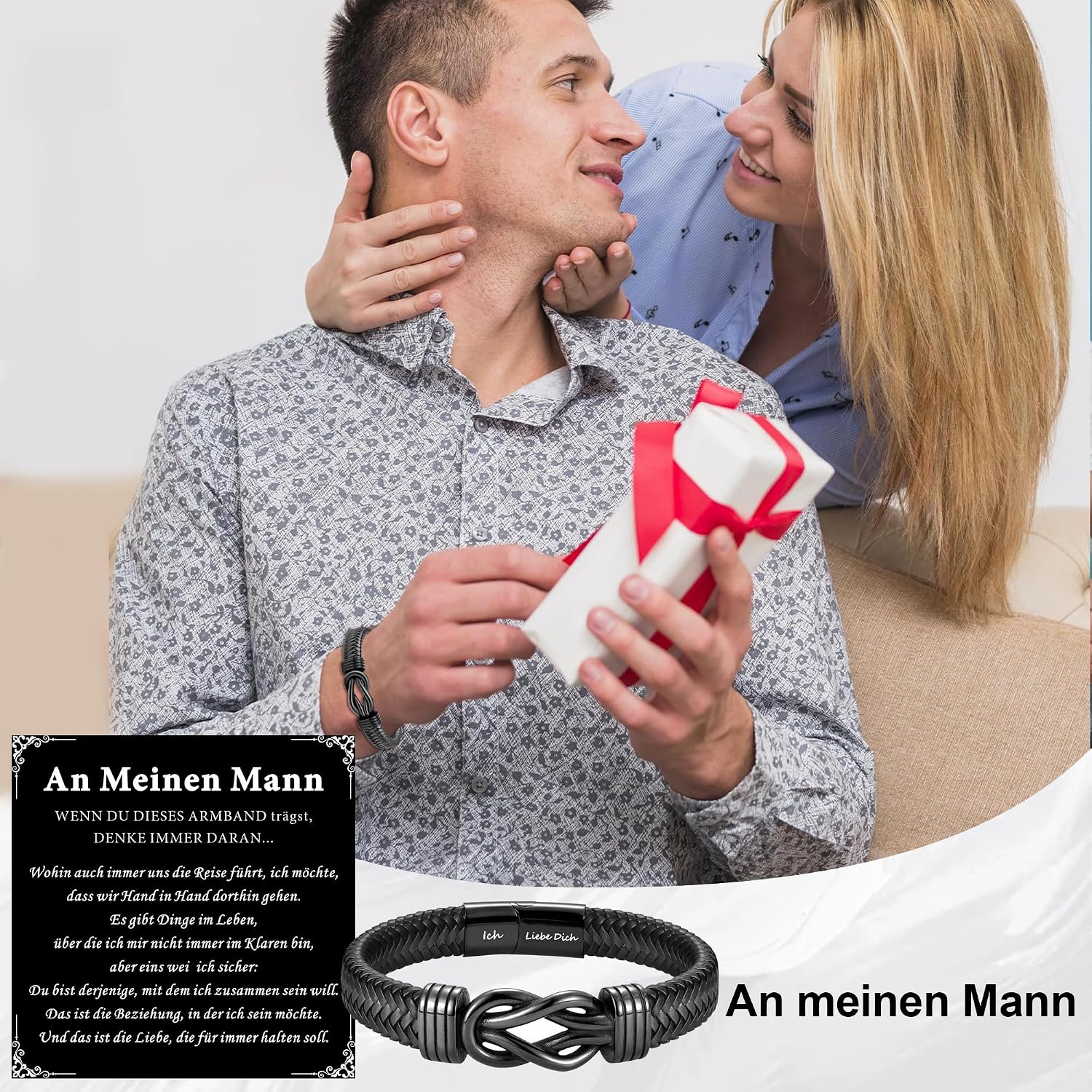 Thumbnail 5 de HAYOUWAY Lederarmband Herren 21,5 cm đ§đ€đ§