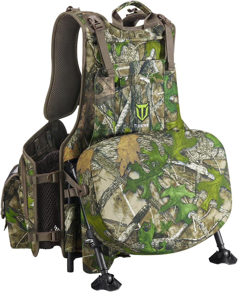 TIDEWE Vest with Seat with Game Pouch and Kickstand (Strut Camo)