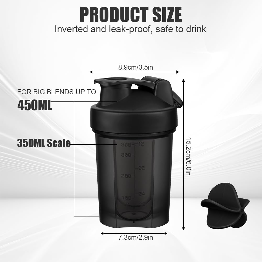 Detalle 2 de AOOWU 5672184 Protein Shaker 2-Pack, 450 ml with Measuring Scale