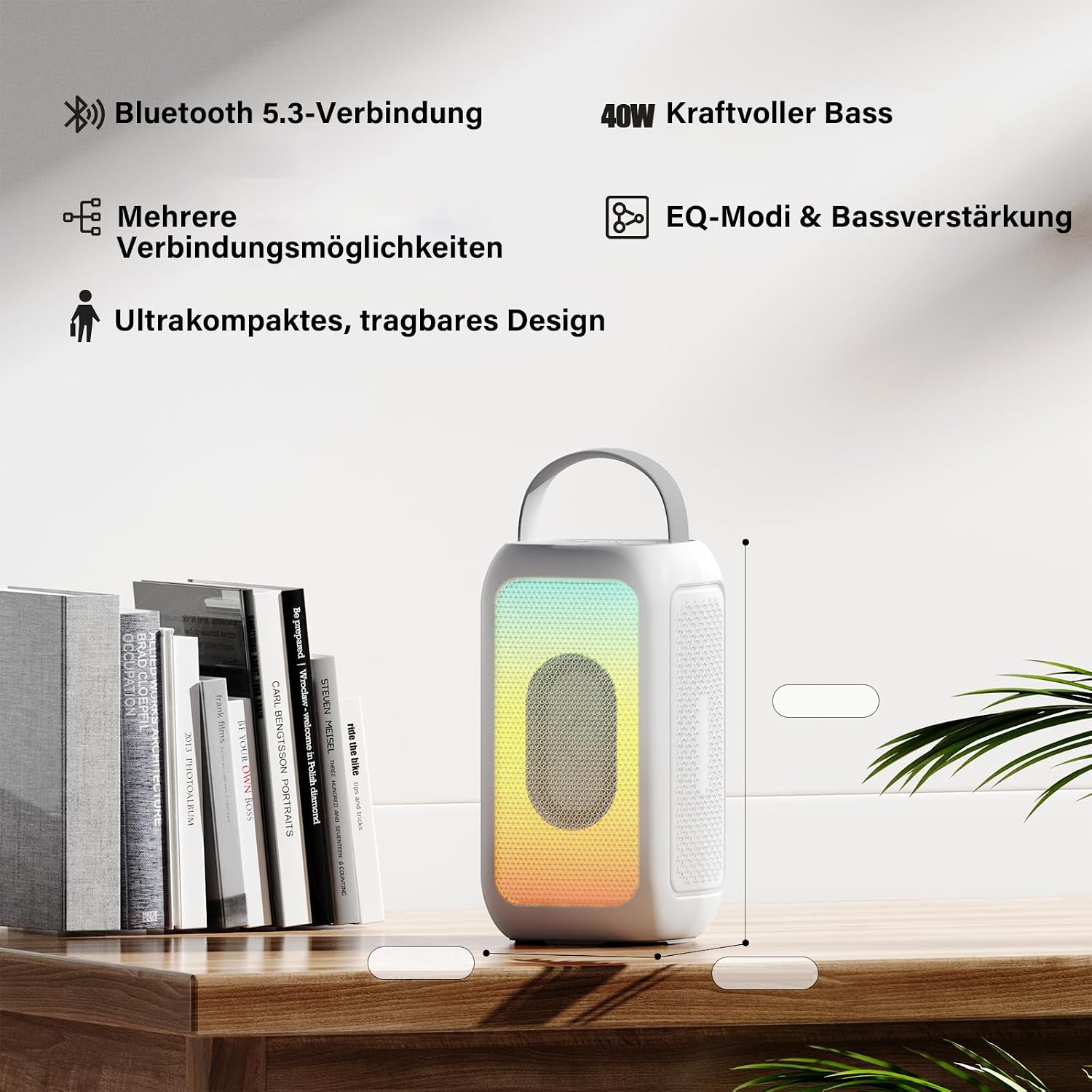 Detalle de Bobtot Tragbarer Bluetooth-Lautsprecher mit Karaoke-Funktion – 16 Stunden Akku, Mikrofone inklusive