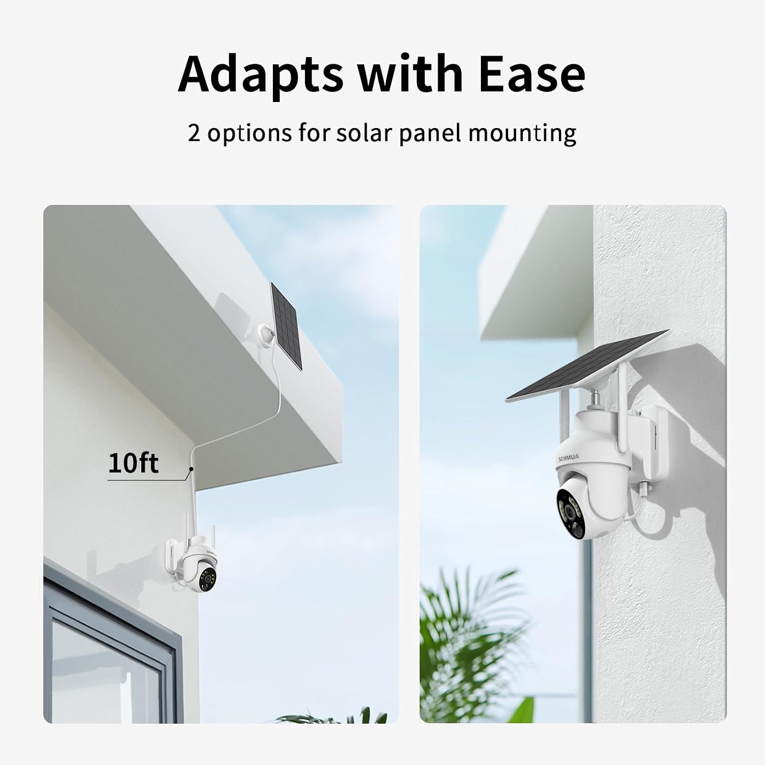 Detalle 2 de SEHMUA 2K Solar Wireless Security Cameras (2-Pack) with Pan/Tilt, Color Night Vision