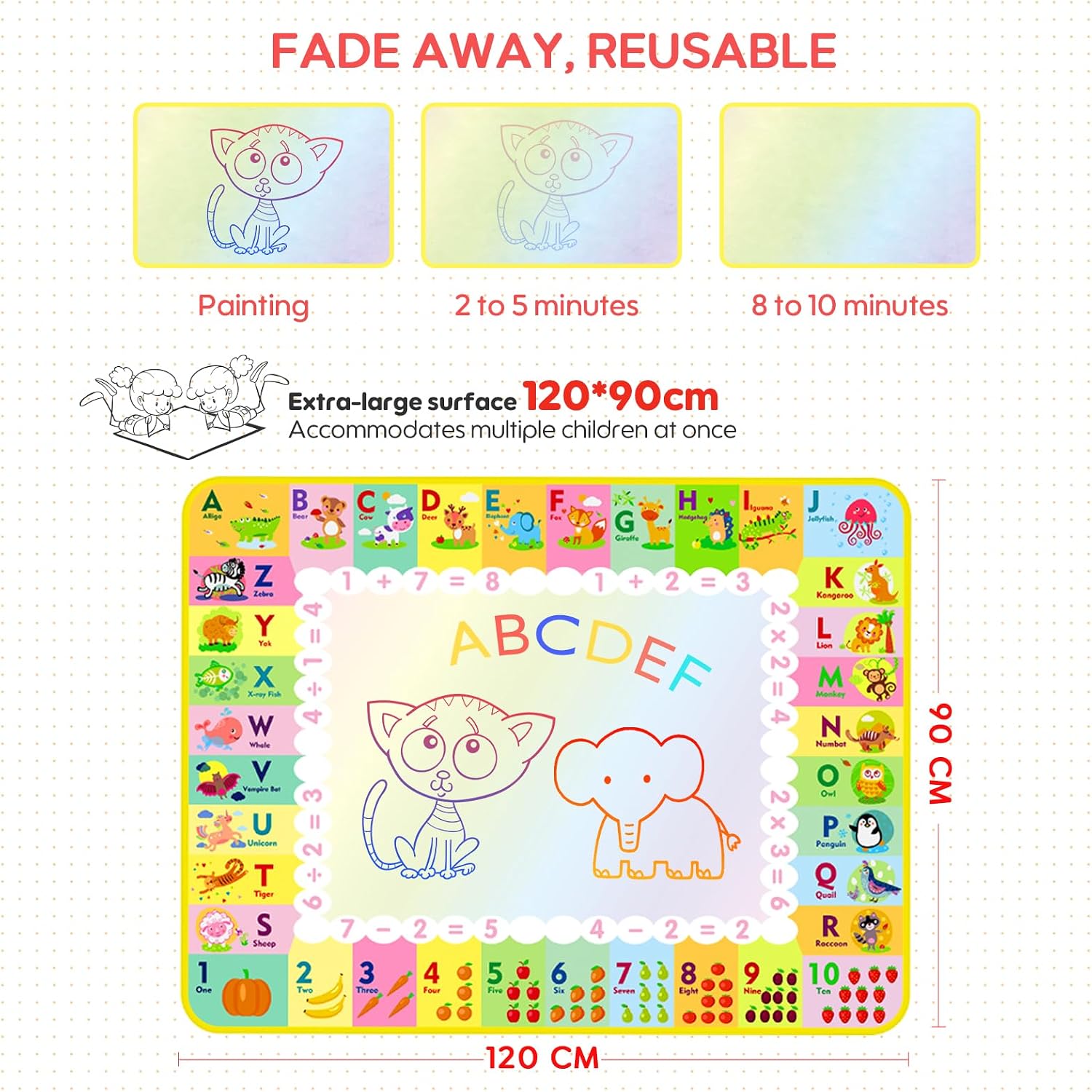 Detalle 2 de raigya Magic Water Drawing Mat 120 x 90cm with 4 pens