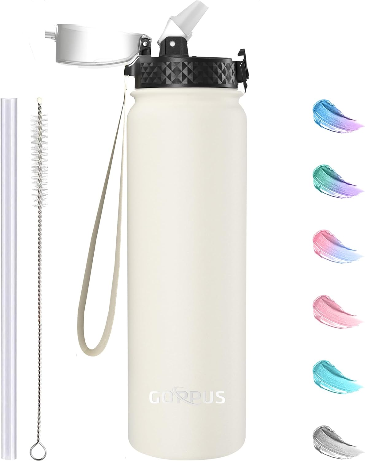 Detalle de GOPPUS 1L stainless water bottle with straw 🚰