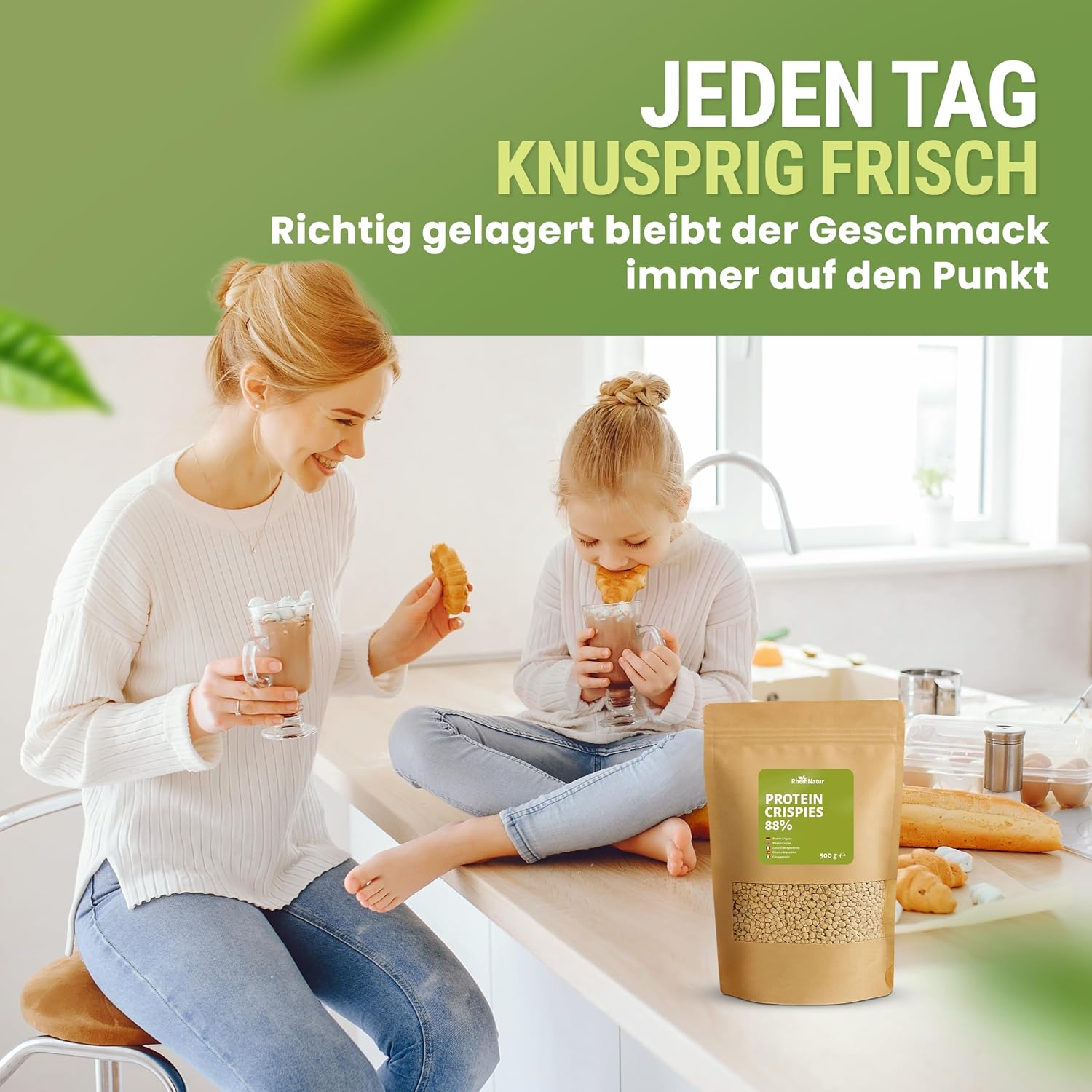 Detalle de RheinNatur soja-eiwitcrispies, 88% eiwit, vegan, 500 g