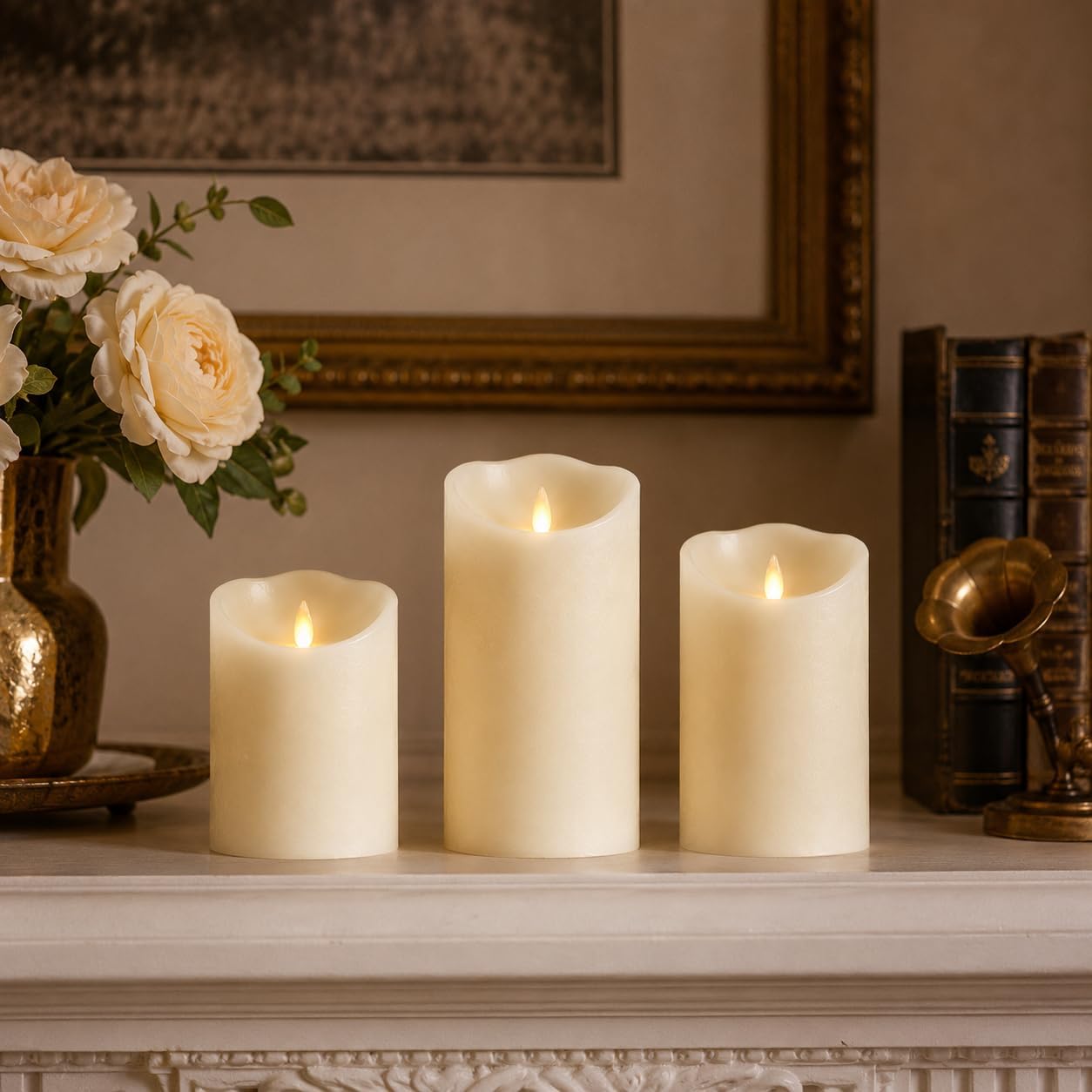 Thumbnail 6 de Da by 3 Pack Ivory Paraffin Wax Flameless Candles with Moving Wick and Remote