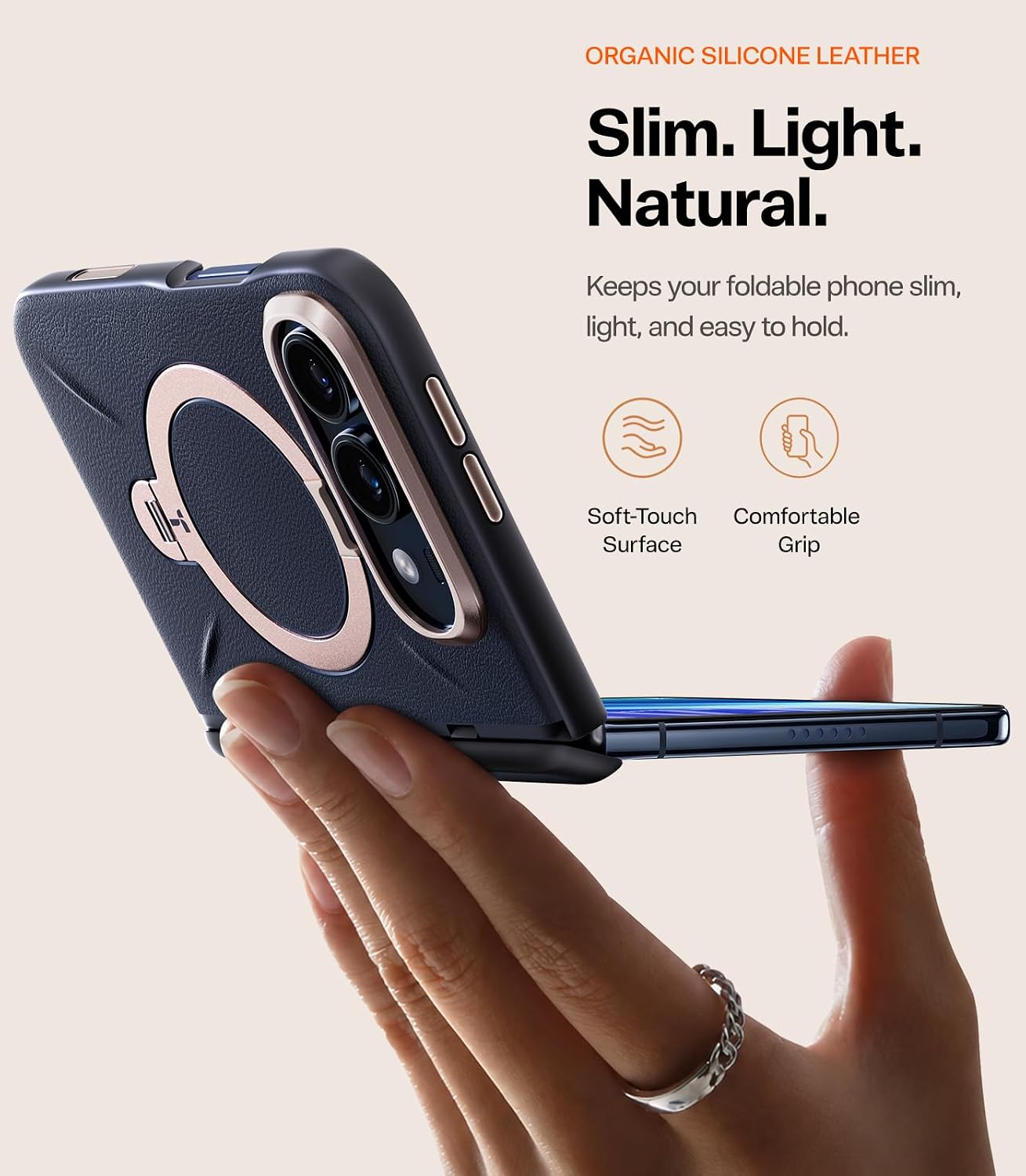Detalle 2 de TORRAS Q3 VegSkin iPhone Duo Case with 360° Magnetic Stand, Night Sky Blue