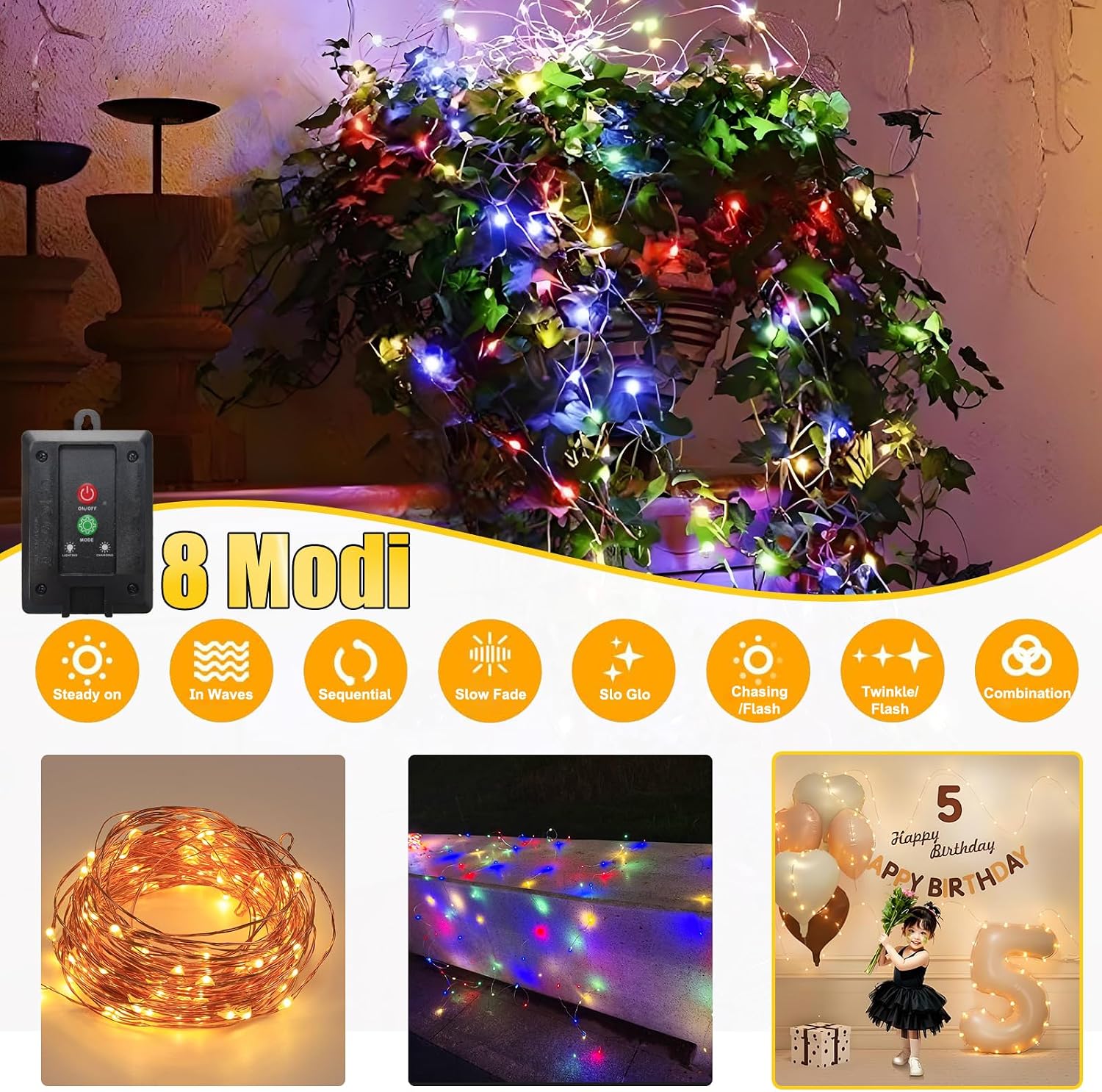 Thumbnail 3 de Solar Lichterkette Außen 20 m mit 200 LEDs