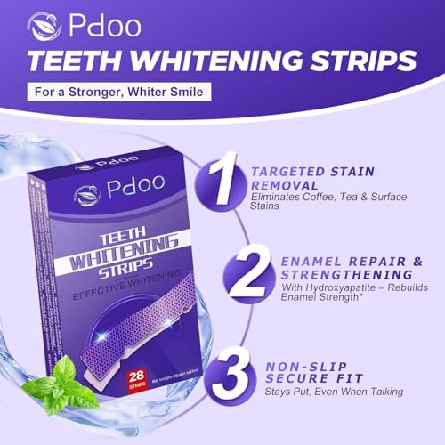 Detalle 2 de Purple Teeth Whitening Strips 14 Treatments by Pdoo – Enamel-Safe, No-Slip, No-Sensitivity Whitening Kit