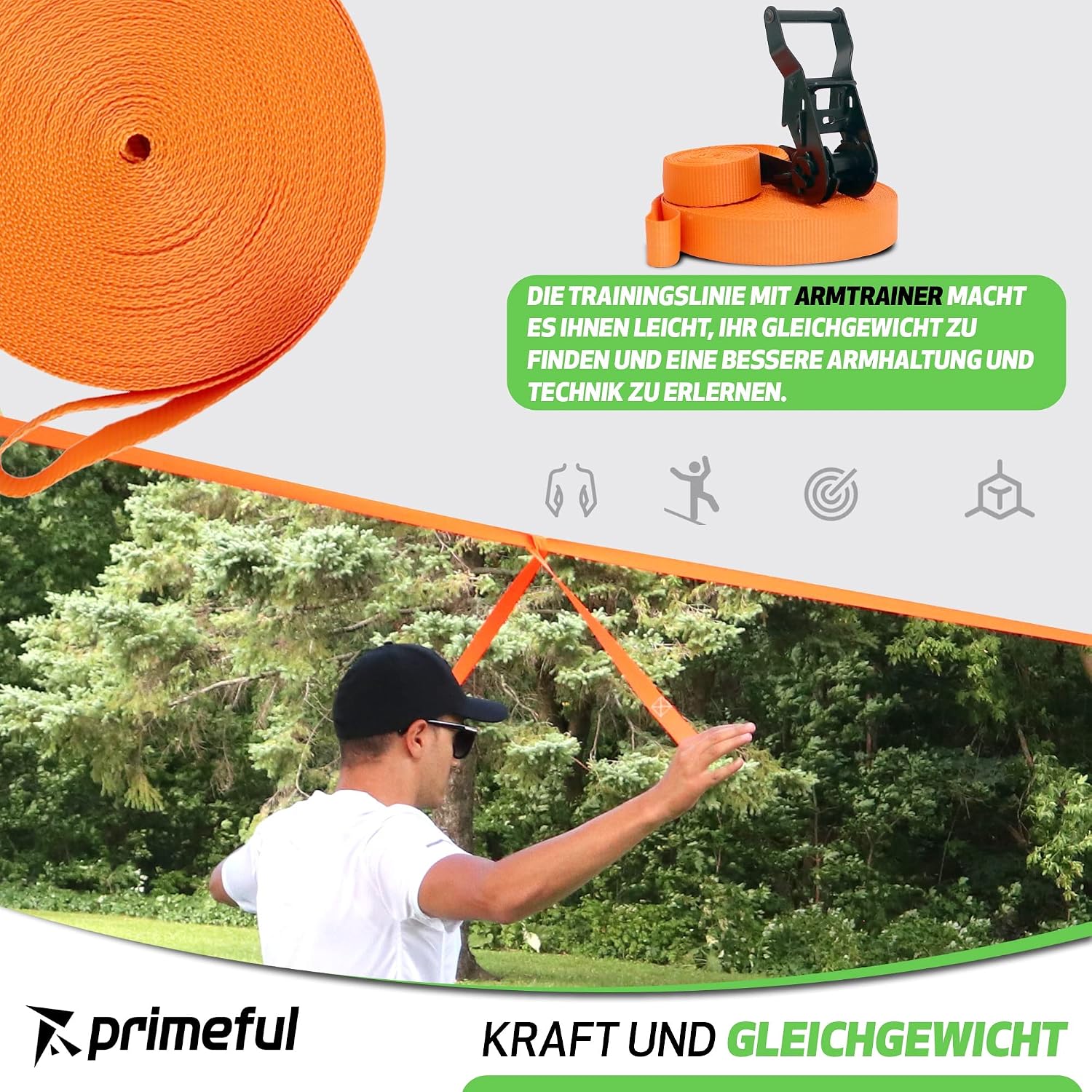 Detalle 2 de Primeful Slackline Set 18,5 m bis 150 kg