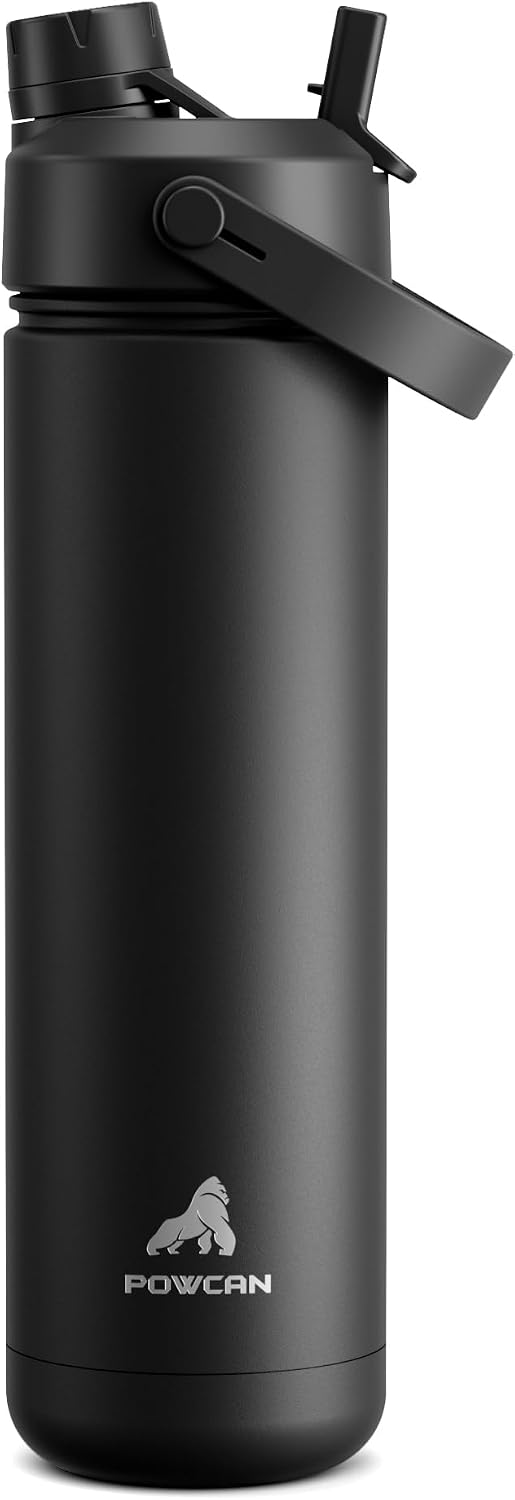 Detalle de POWCAN 769ml Insulated Water Bottle with 2-in-1 Straw and Spout Lid (Dark Knight)