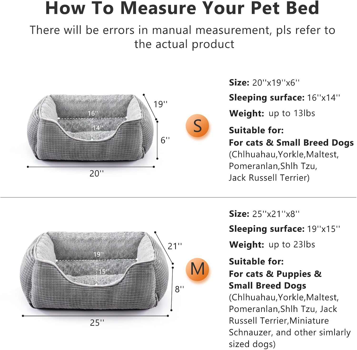 Thumbnail 3 de JOEJOY Medium Orthopedic Dog Bed 63x53x21 cm