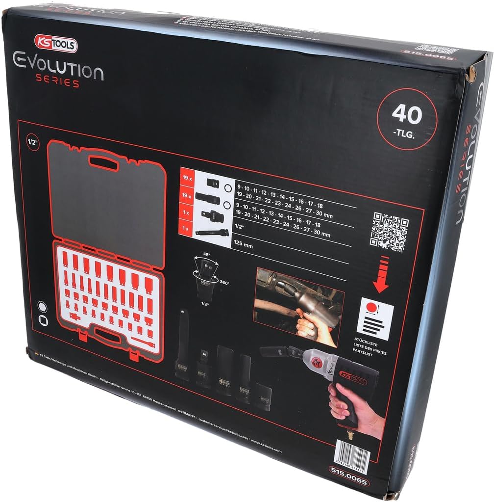 Detalle 2 de KS Tools 515.0065: Set 40 bussole esagonali 1/2" per avvitatori a impulsi