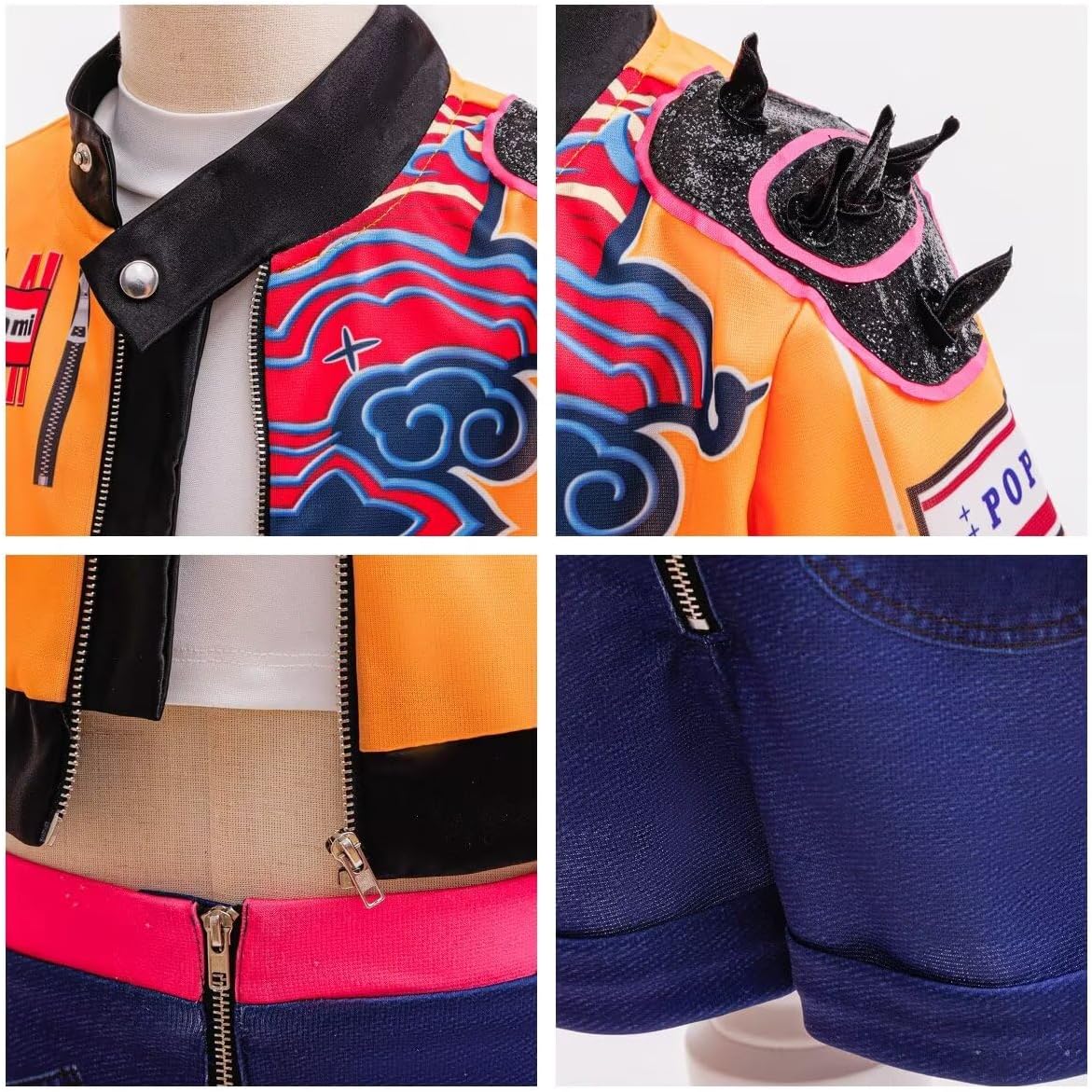 Detalle 1 de Tangsenyu Kids Orange Costume for Girls – Jacket, T-shirt & Shorts Fancy Outfit