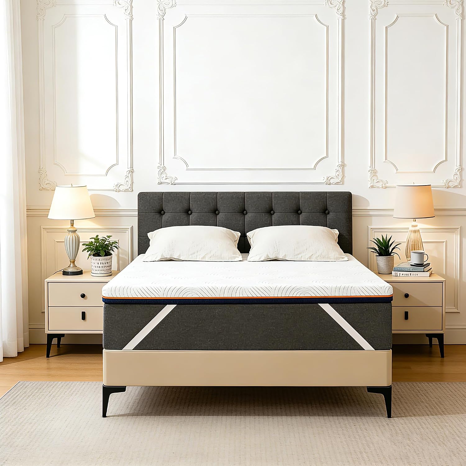 Detalle de Solviente Surmatelas Mémoire de Forme 80x190 cm – 7,5 cm de mousse mémoire et mousse froide, topper ergonomique respirant avec housse hypoallergénique amovible et lavable