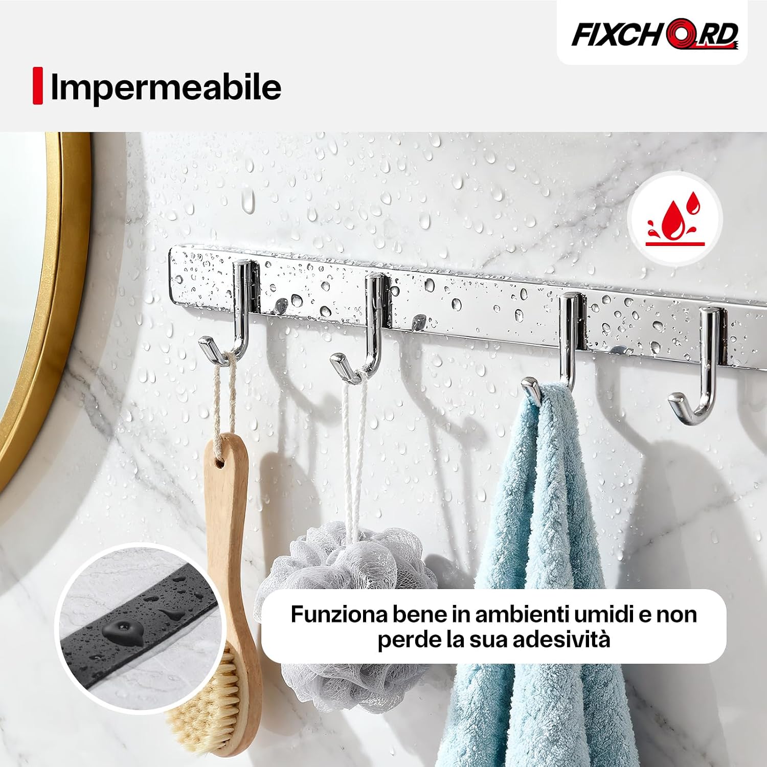 Thumbnail 4 de FIXCHORD Nastro biadesivo extra forte in schiuma acrilica 5 m x 12 mm, impermeabile per interni ed esterni