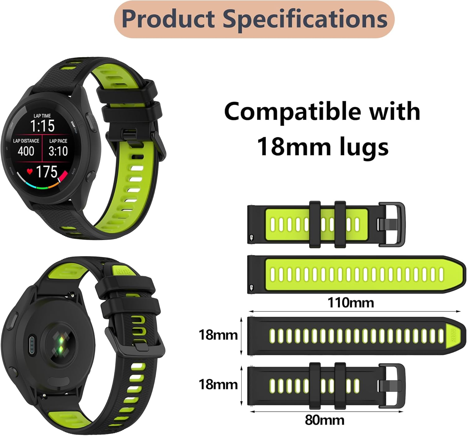 Thumbnail 2 de MELEJIA Silicone Strap for 18–22mm Lugs
