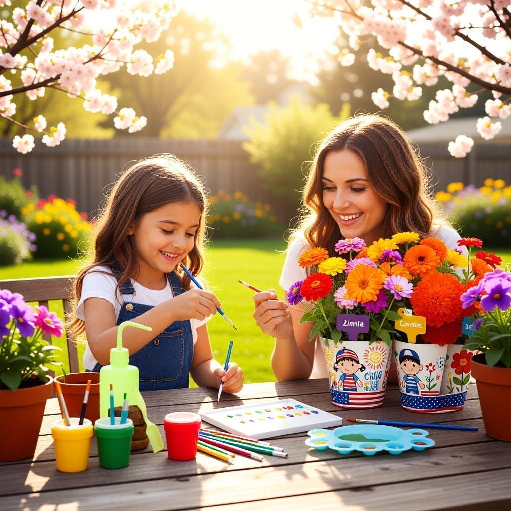 Detalle de Paint & Plant Flower Growing Gardening Kit with 3 Pots for Kids