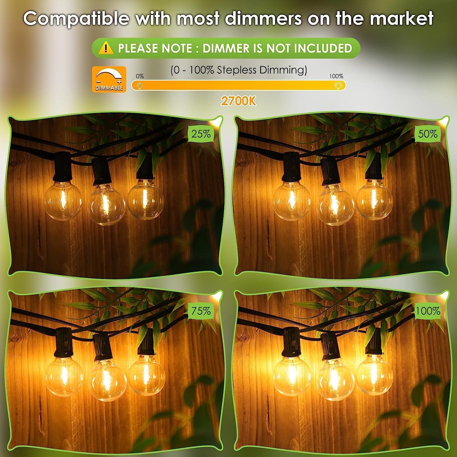 Detalle de Svater Catena Luminosa Esterno 40 m G40 con 75+3 Portalampade LED — IP45, 2700K