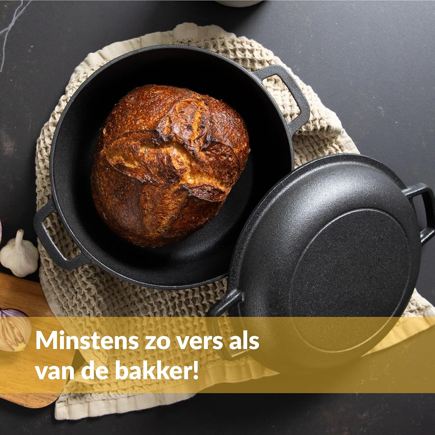 Detalle de Chefarone CHEF000054 gietijzeren braadpan 26 cm, 4,6 liter, voor brood en inductie