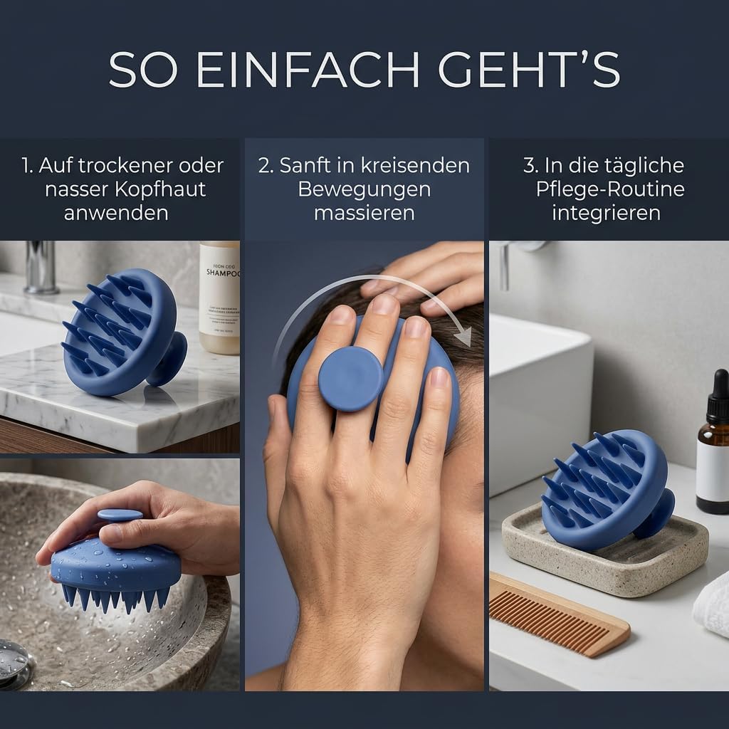 Thumbnail 3 de Premium Kopfhaut Massagebürste aus Silikon – Rosé Quarz, sanfte Durchblutung & Kopfhaut-Peeling