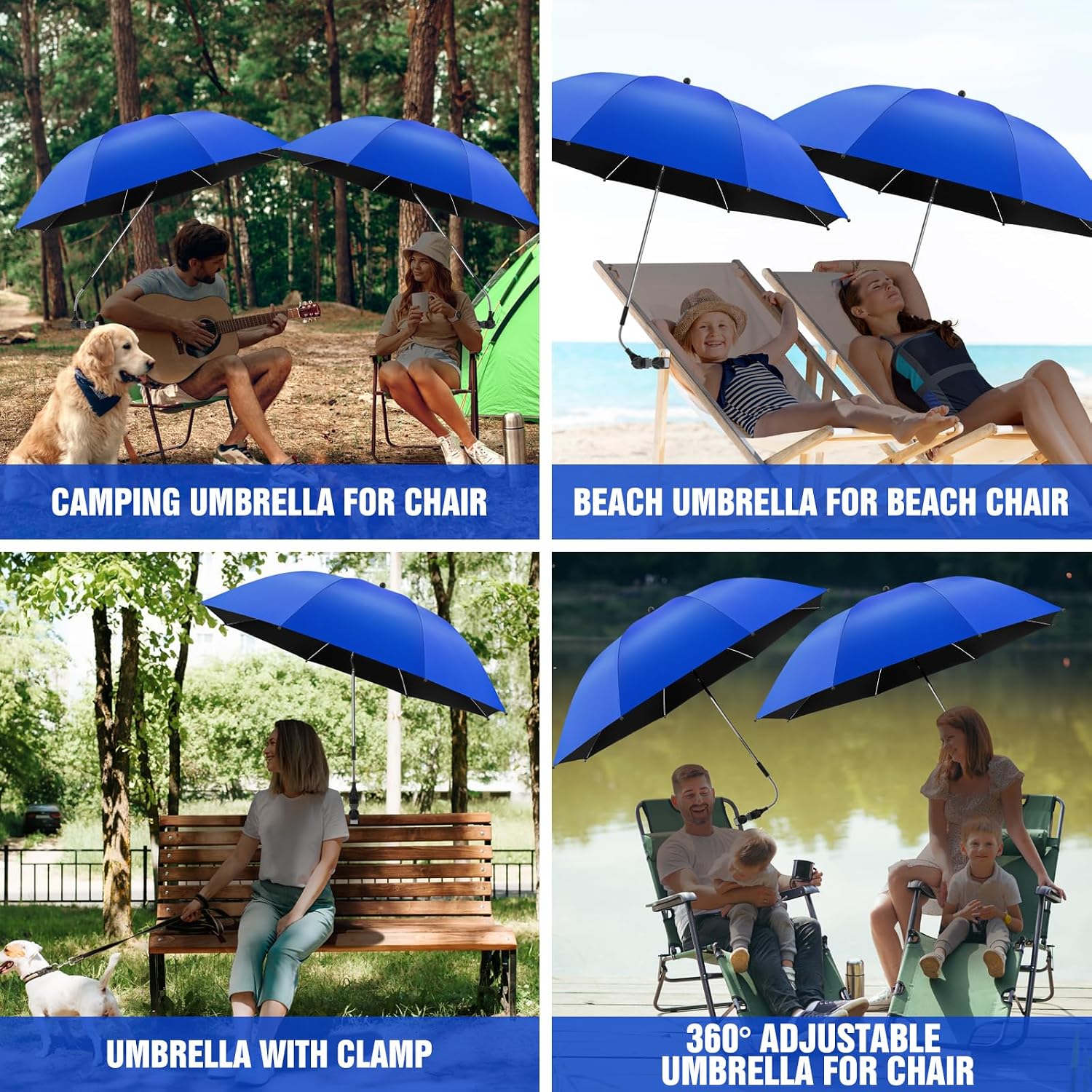 Thumbnail 4 de NBtoUS 2-Pack Beach Umbrella with Clamp: 360° Adjustable UV Protection for Chairs
