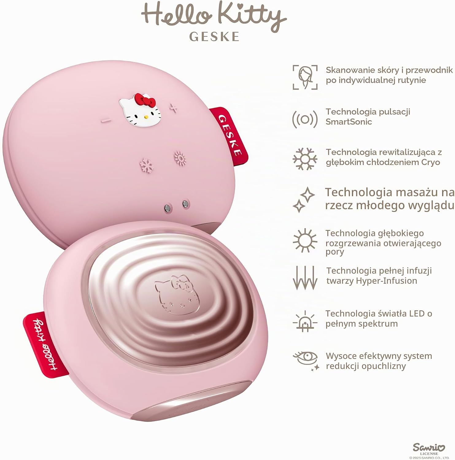 Detalle 2 de GESKE x Hello Kitty SmartAppGuided™ 8 w 1 – soniczna maska LED, ciepło i chłodzenie