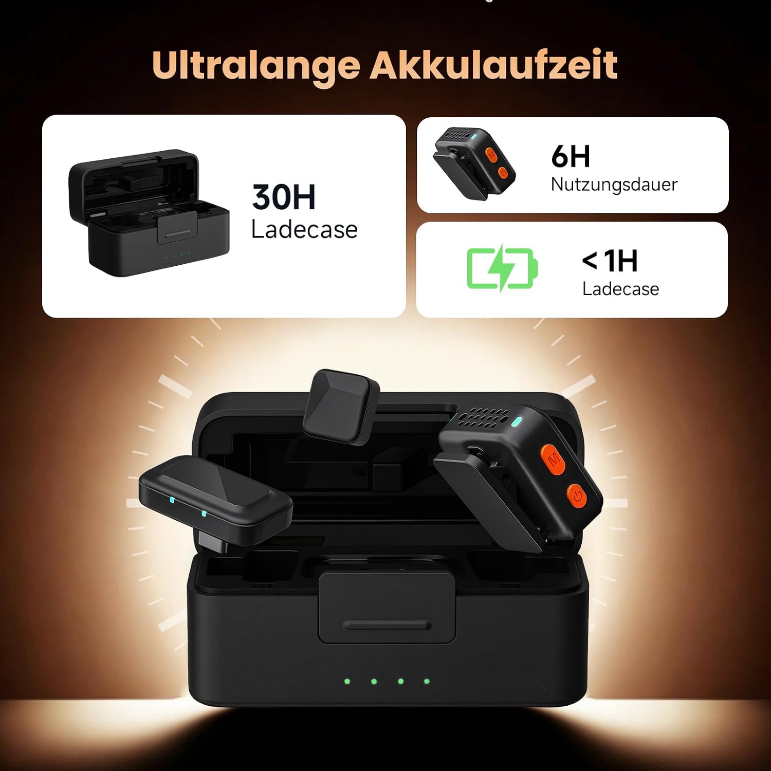 Detalle de Mxcasoxz Wireless Lavalier Mikrofon mit Ladecase – Ultra‑leichtes Clip‑On mit KI‑Rauschunterdrückung