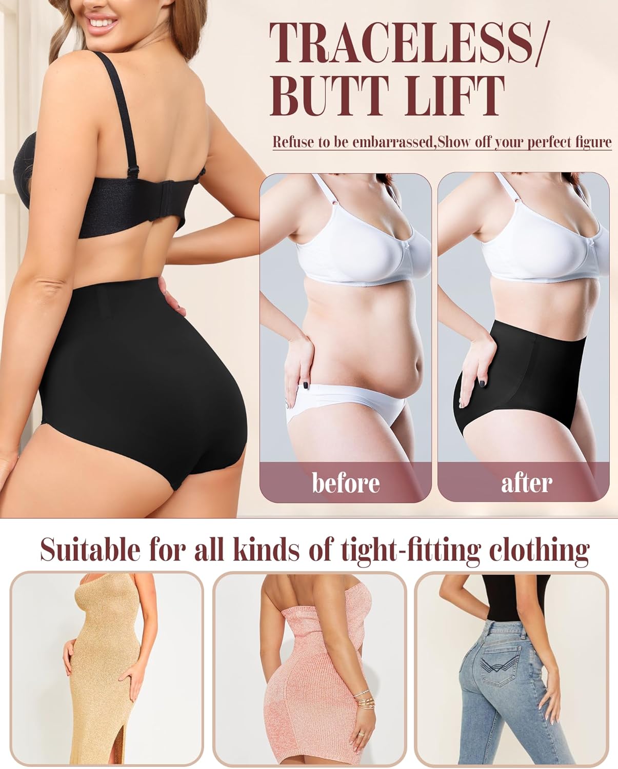Thumbnail 3 de Levao Shapewear Damen Bauchweg Unterhose – Hohe Taille, Nahtlos, Atmungsaktiv, 4er Pack (S–XXL)