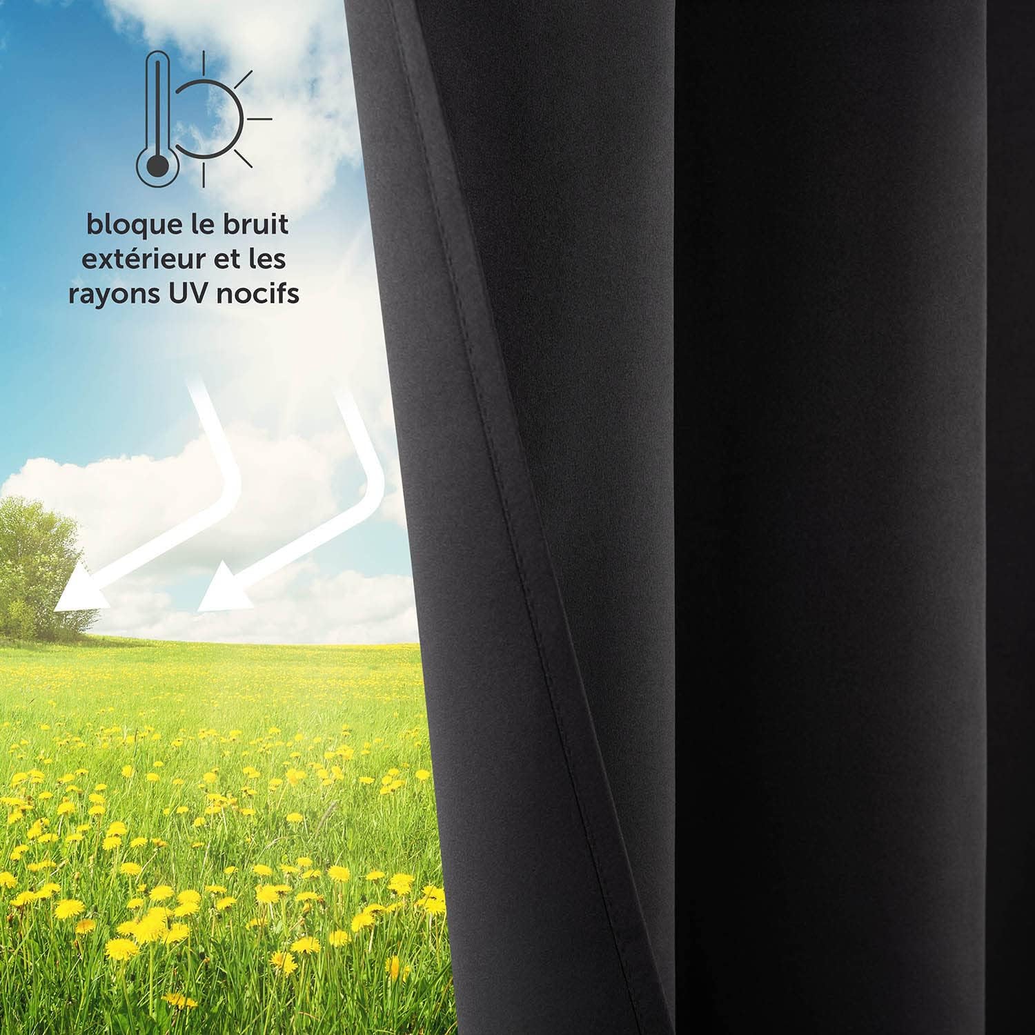 Thumbnail 1 de Blumtal lot de 2 rideaux occultants thermiques avec œillets 140 x 245 cm, noir