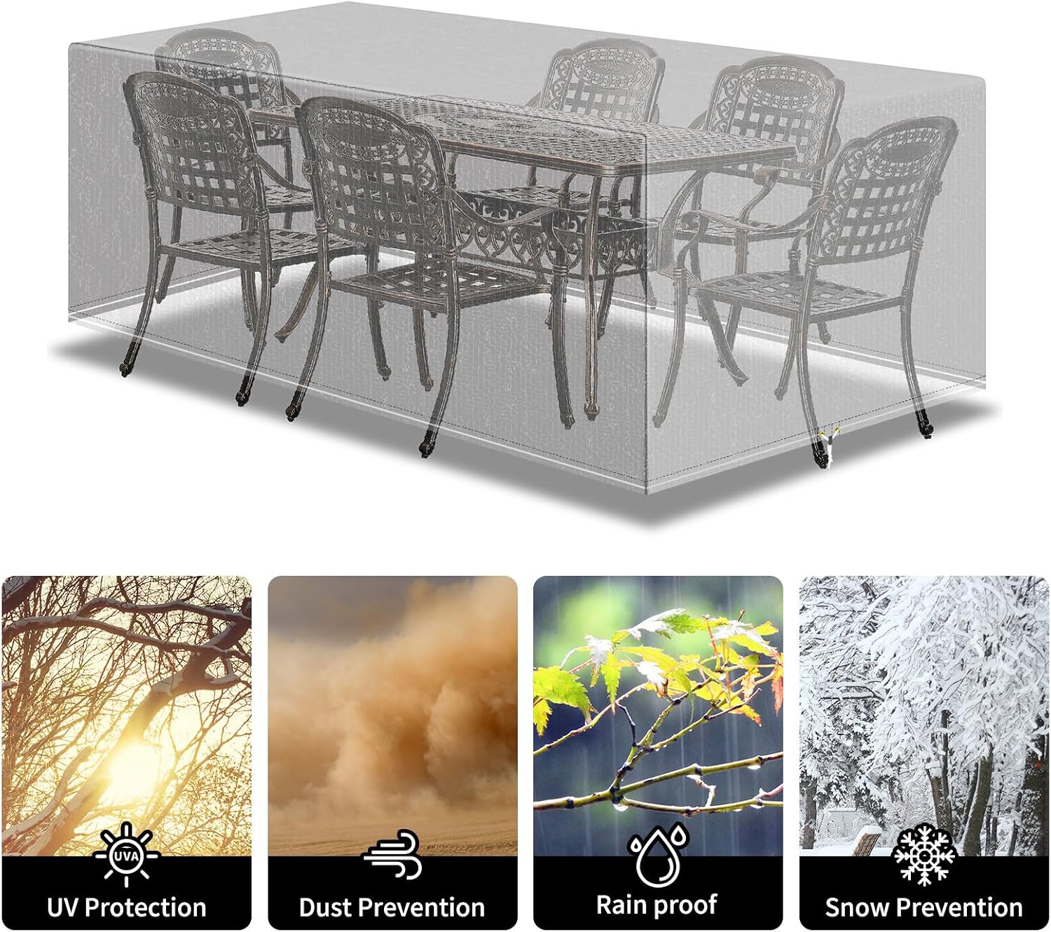 Thumbnail 6 de PATIO PLUS Abdeckung für Outdoor-Möbel-Set (200x160x70 cm) – wasserdicht, winddicht, UV-beständig