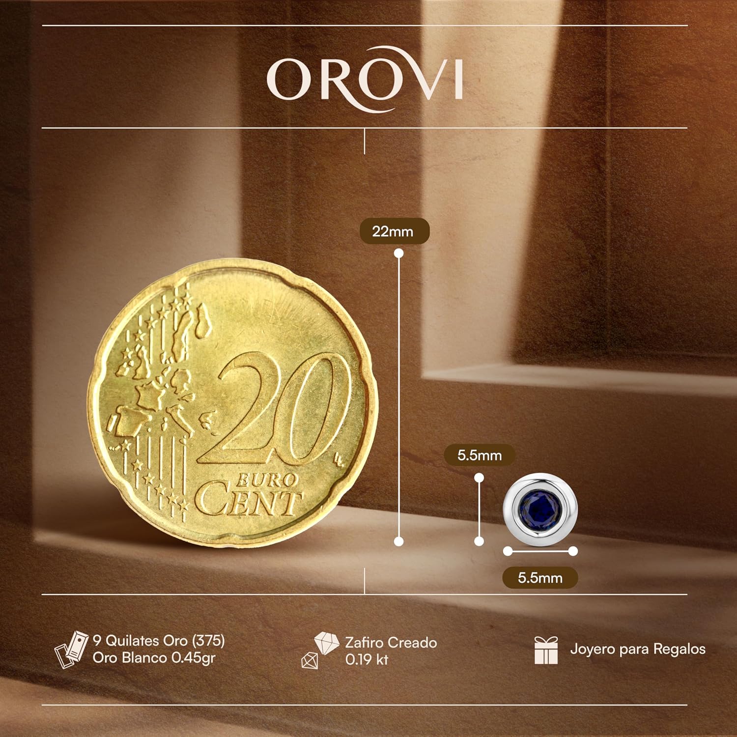 Detalle 2 de Orovi Sapphire pendientes oro 9 quilates