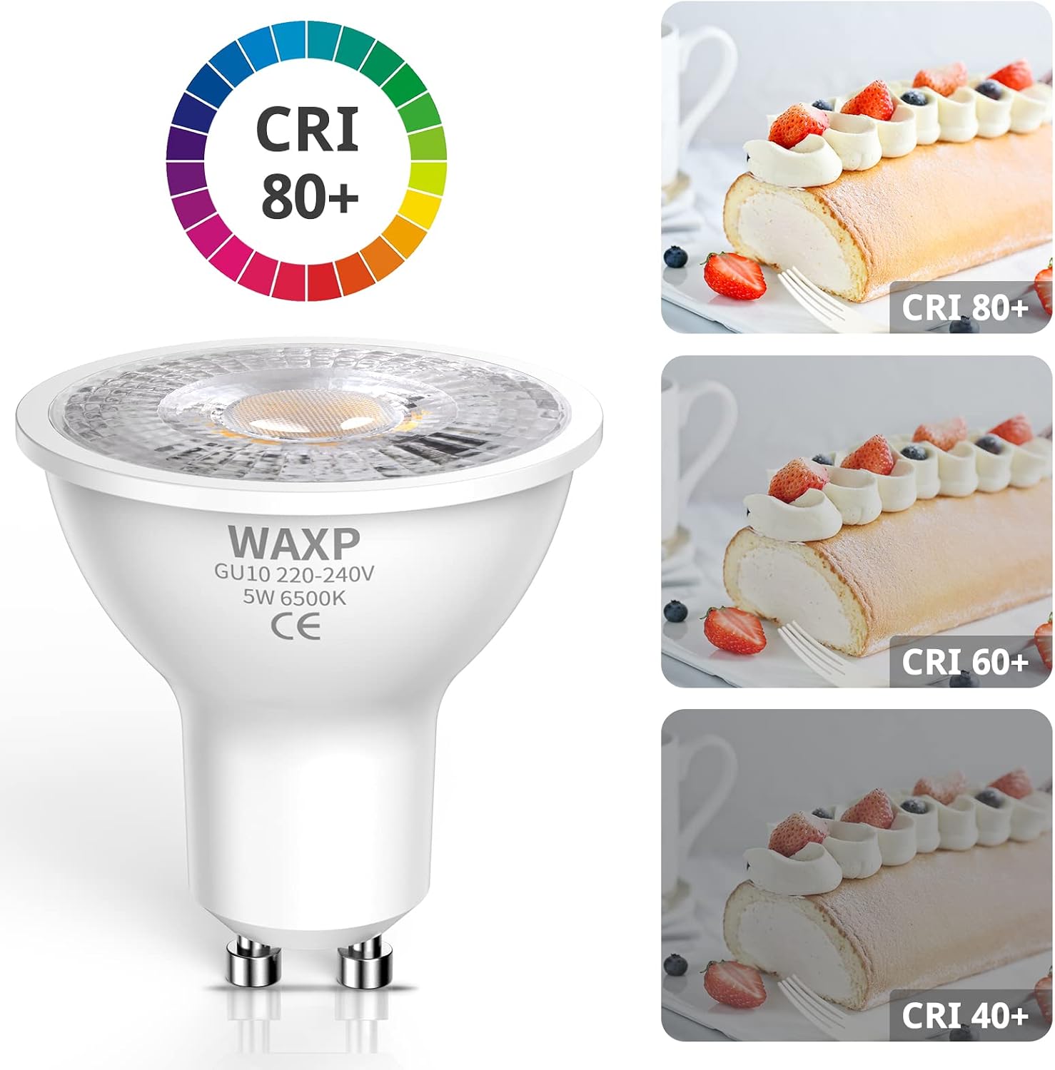 Detalle 2 de WAXP GU10 LED Spotlight Bulbs 5W (Cool White, 6500K) – 10 Pack