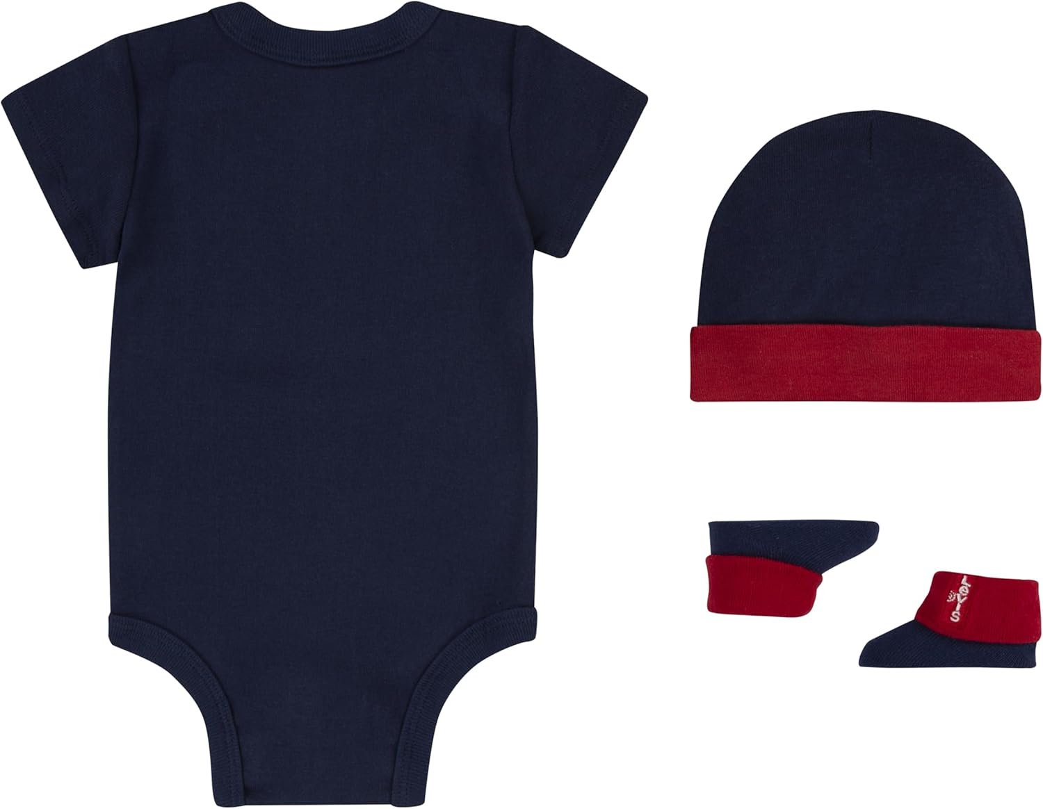 Thumbnail 1 de Levi’s Classic Batwing Infant Hat Bodysuit Bootie Set 3 pezzi per neonati e bambini 0-24 mesi