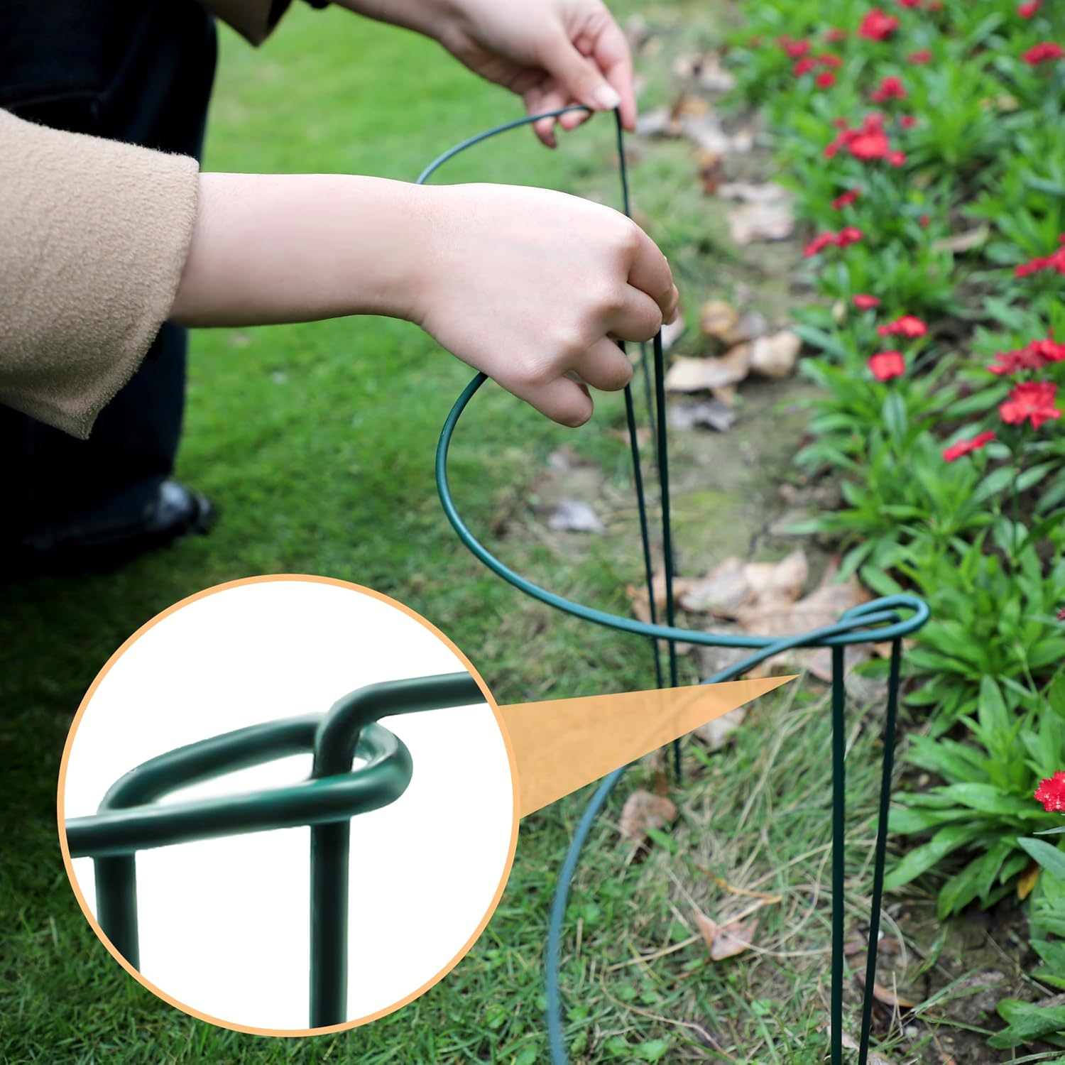Detalle 2 de TCBWFY Plant Supports, 10-Pack 10" x 16" Coated Steel Plant Stakes