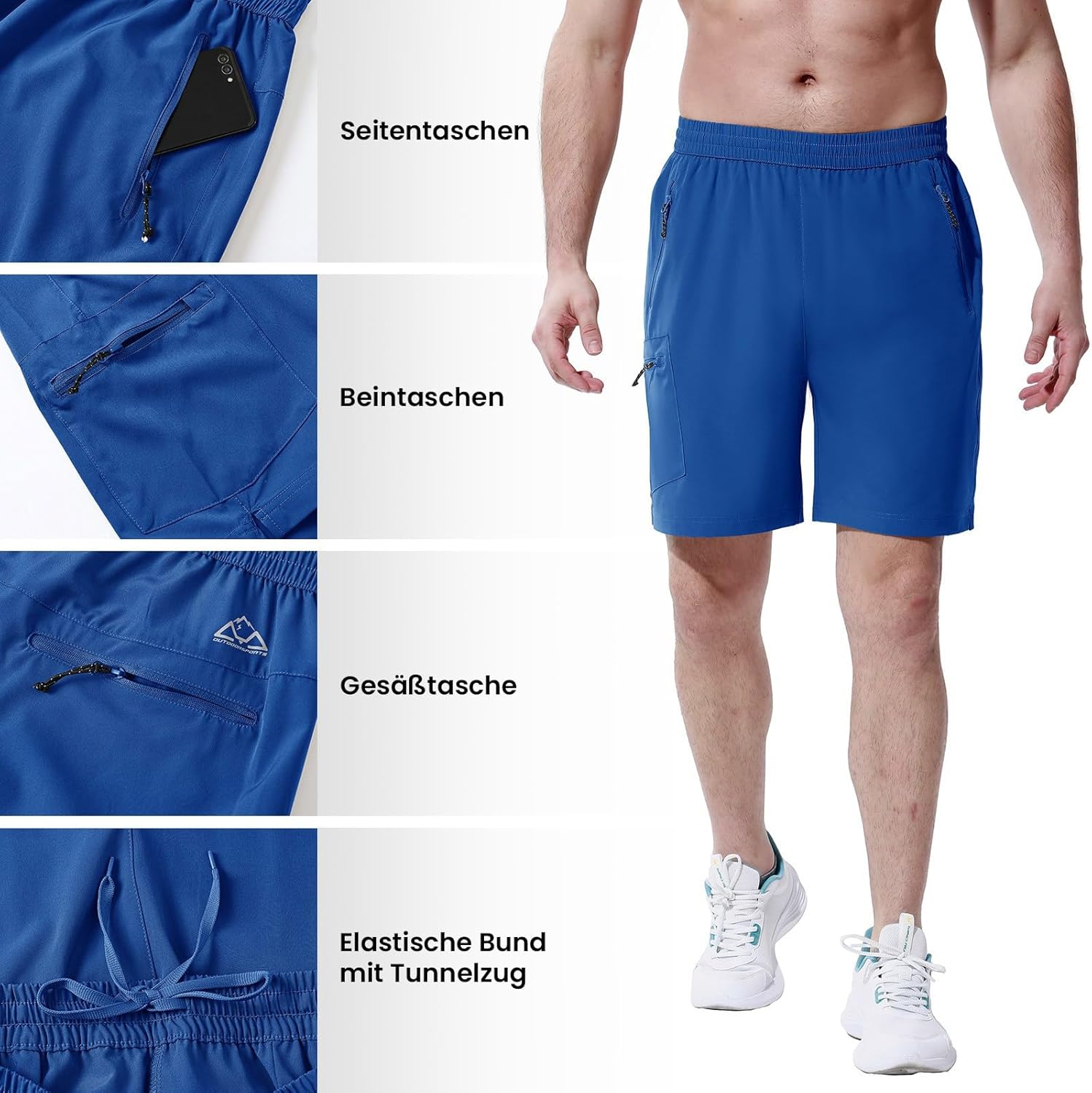 Thumbnail 4 de Rdruko Kurze Hosen Herren – Vielseitige Sportshorts mit 4 Reißverschlusstaschen