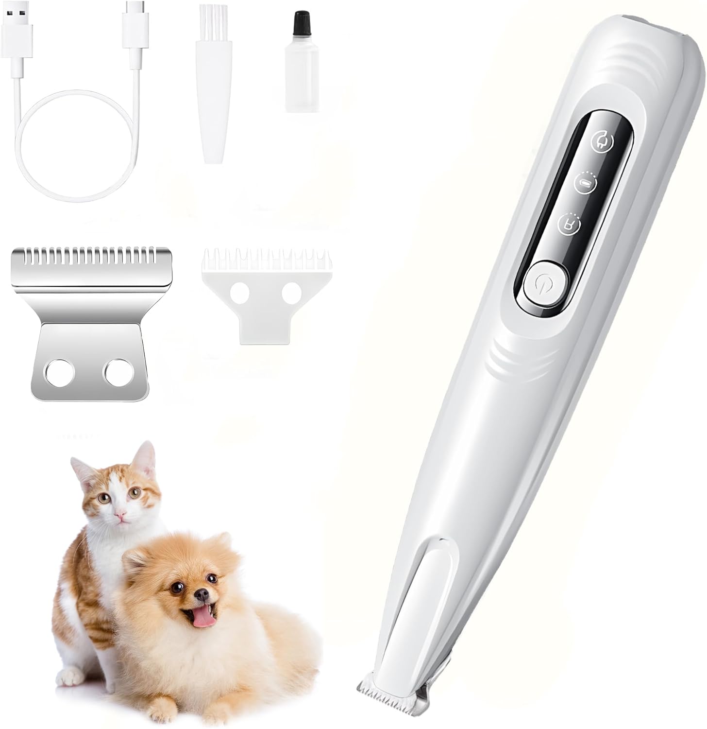 Detalle de Pet Dog Cat Paw Trimmer & Grooming Kit with LED Light – 5-in-1, Quiet, Waterproof, USB Rechargeable