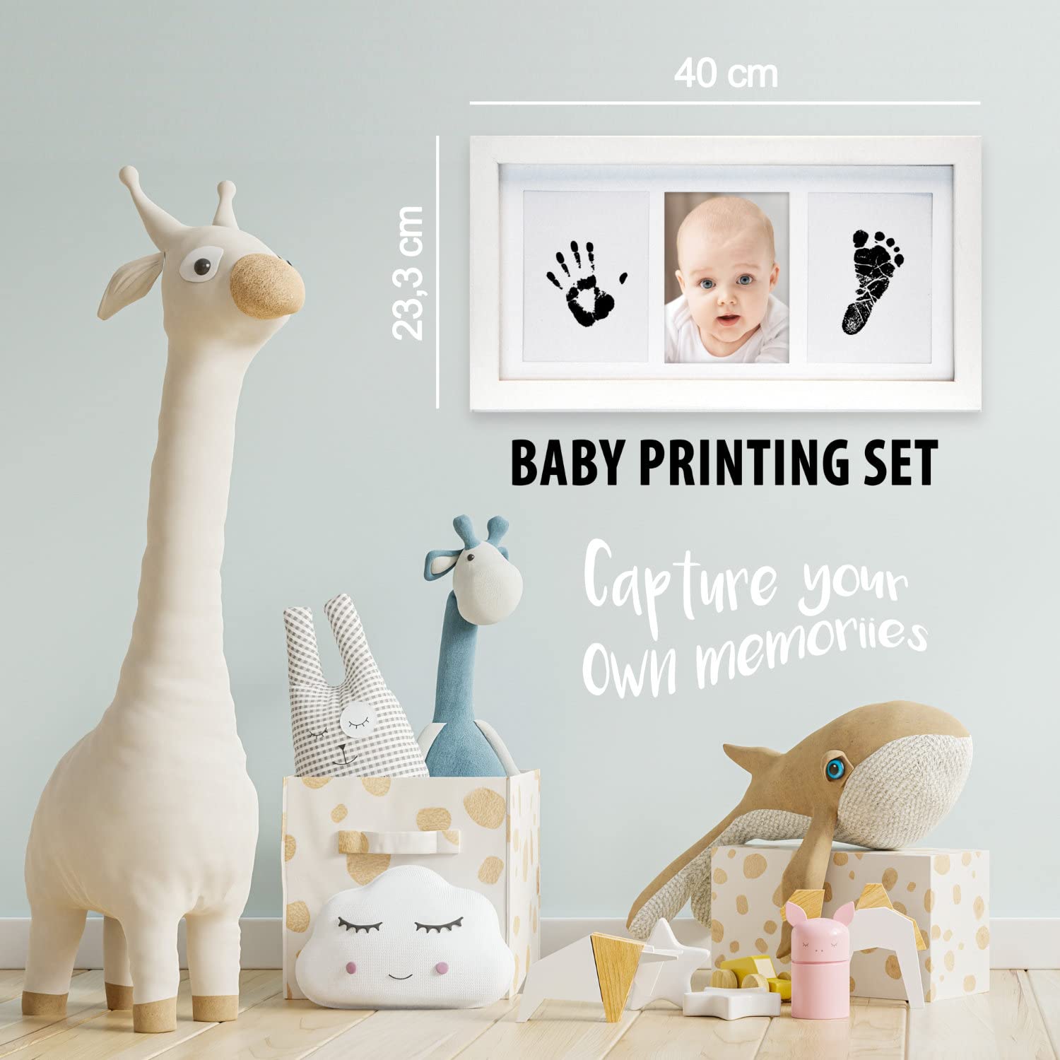 Thumbnail 2 de all Kids United® Baby Bilderrahmen Abdruck-Set (3-teilig) – Hand- & Fußabdruck + Fotos, weiß