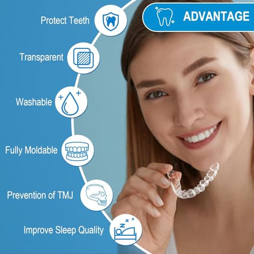 Detalle de CharmChic - 4 Piezas Férulas Descarga Bruxismo Transparentes + Estuche, para Dormir y Proteger Dentadura