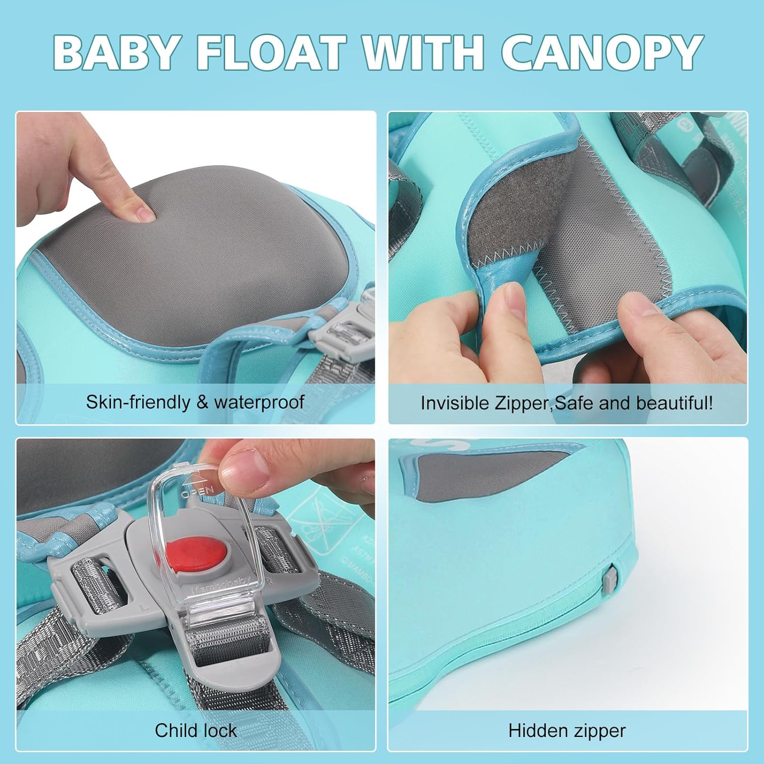 Thumbnail 5 de Lurui Baby Floats for Pool with Removable Canopy (Non-Inflatable) — Mambobaby Float for Infants 3–24 Months