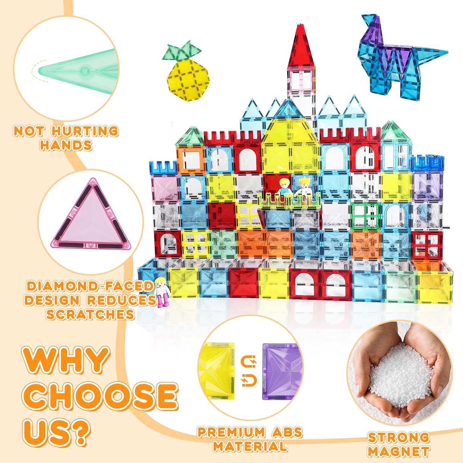 Thumbnail 6 de Paaxido Magnetic Tiles 100-Piece 4D Diamond Magnetic Blocks Set (STEM Preschool Building Toys)