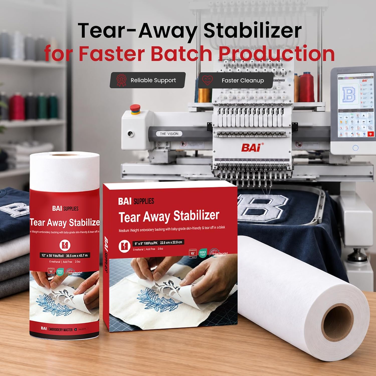 Detalle de BAI Tear-Away Embroidery Stabilizer, 2.0 oz