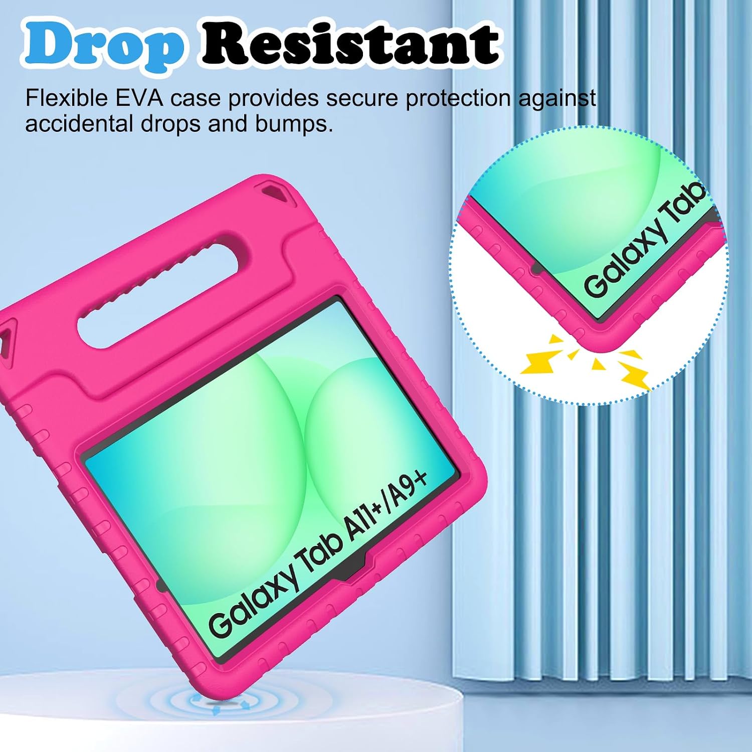 Detalle de TOPWANT Kids Case with Built-in Screen Protector for Samsung Galaxy Tab A11+ / A9+ (11-inch, 2023/2025) – Shockproof Stand Case, Rose Pink