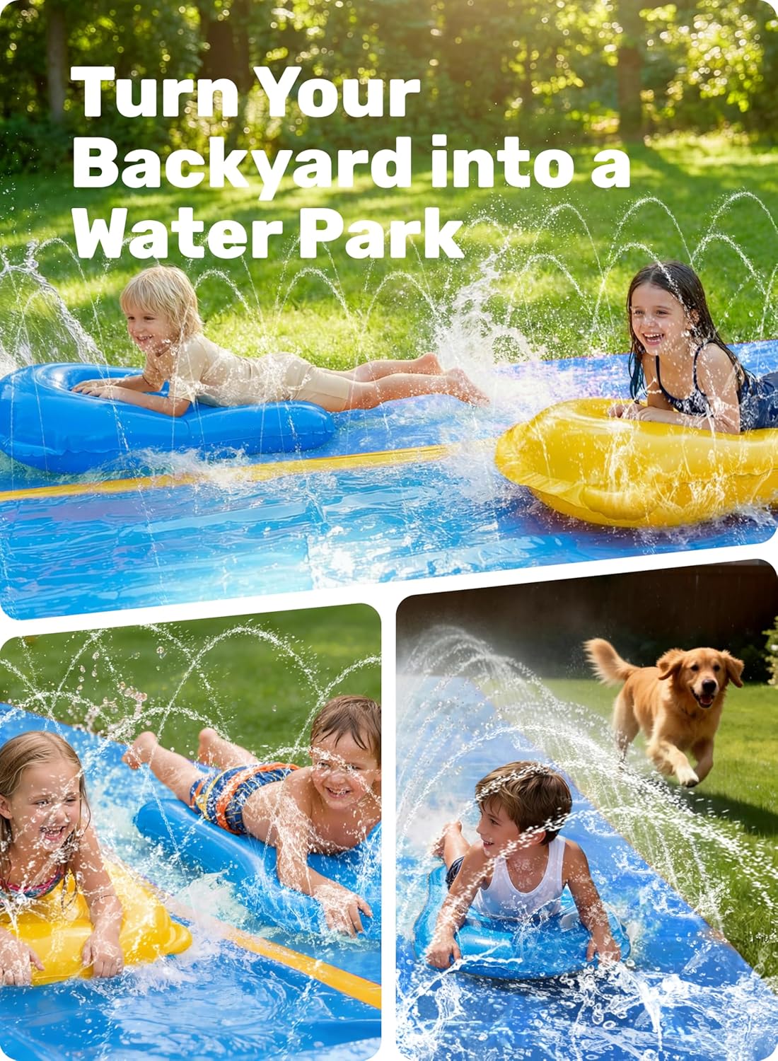 Thumbnail 5 de Sloosh Huge Water Slide (30ft x 6ft) with built-in sprinkler and 2 slip inflatable boards