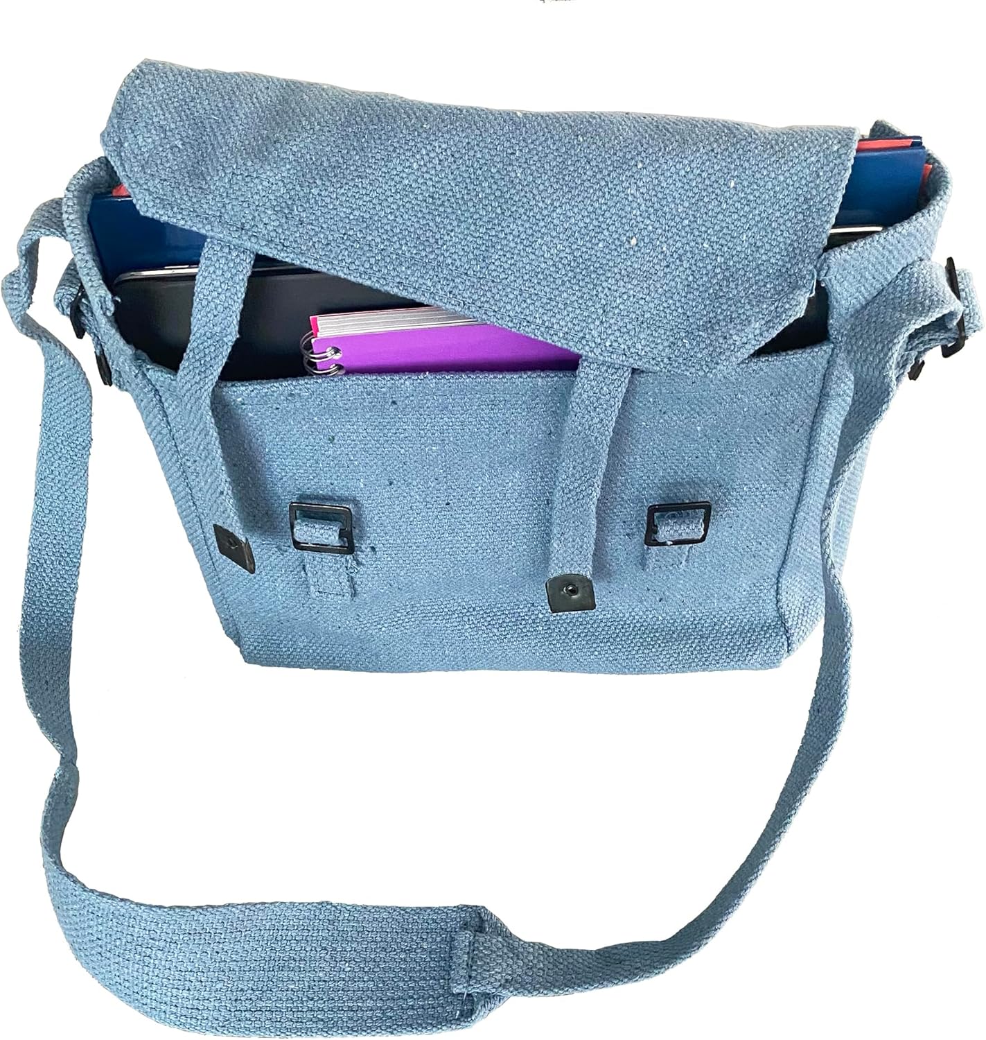 Detalle de Outdoor World Canvas Haversack Bag – Vintage Military-Style Cotton Canvas Satchel
